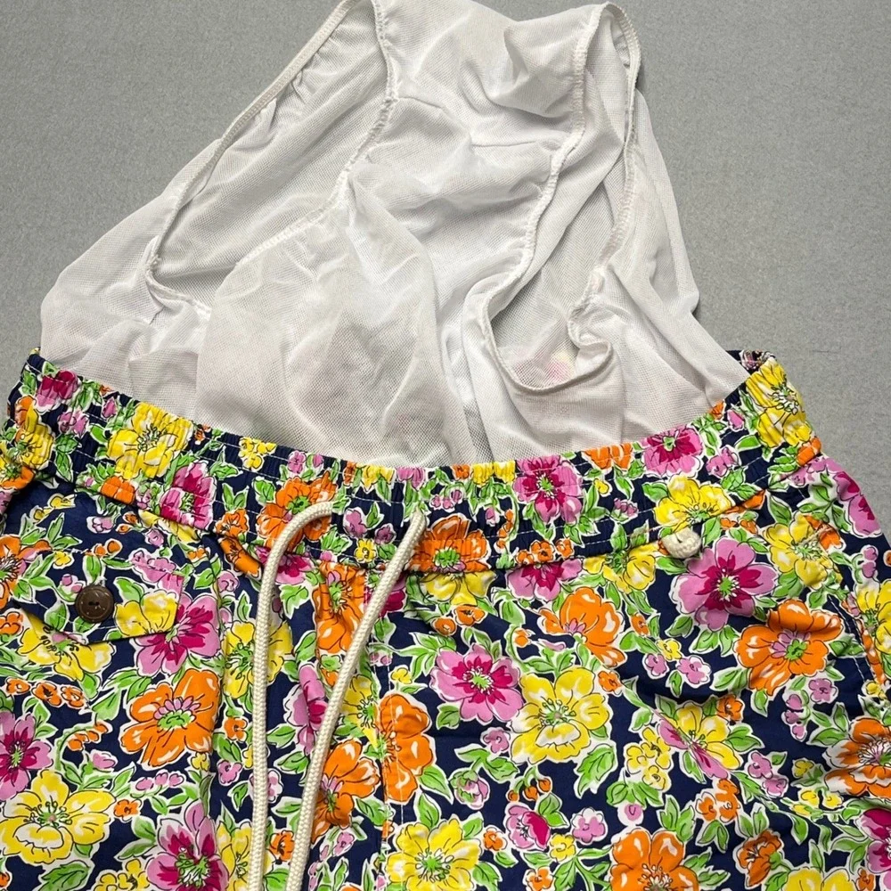 New Polo Ralph Lauren Mens‎ Floral Swim Trunks Navy Blue Pink Yellow Pony Medium